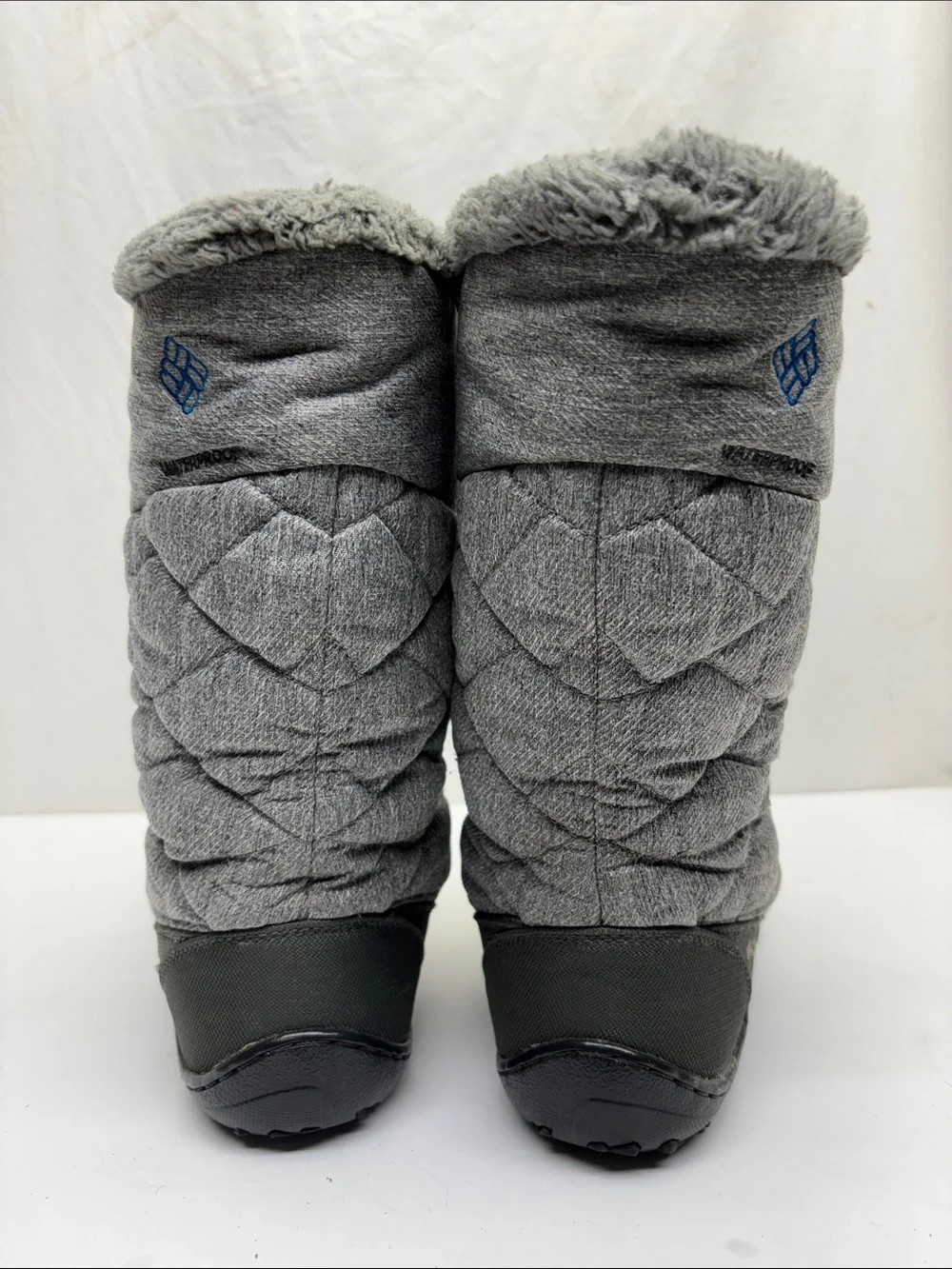 Columbia Women's Gray Quilted Lace-Up Winter Boots, SZ 7.5, box 59